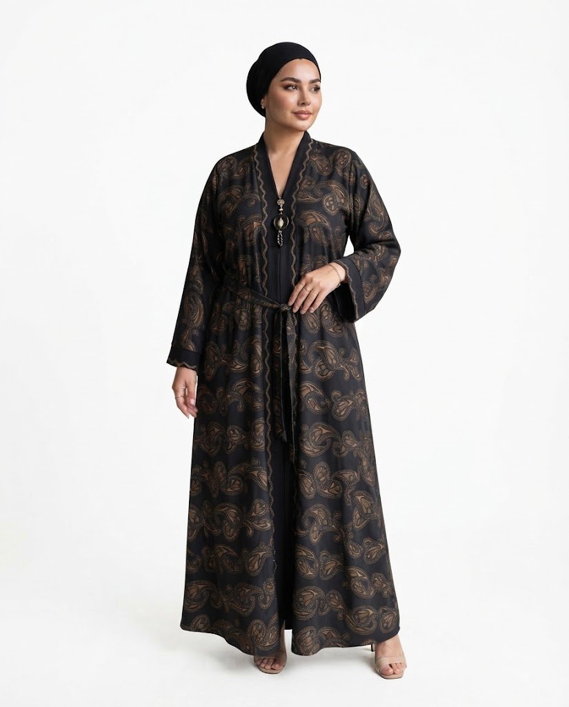 Out Digital Print Abaya