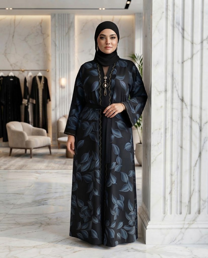 Out Digital Print Abaya